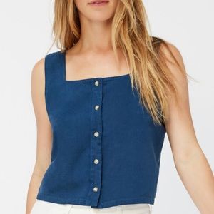 LACAUSA Linnie Navy Blue top. 100% silk